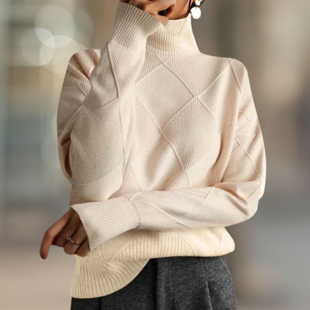 Jumper Ribbed Turtleneck Soft Knit Oversized