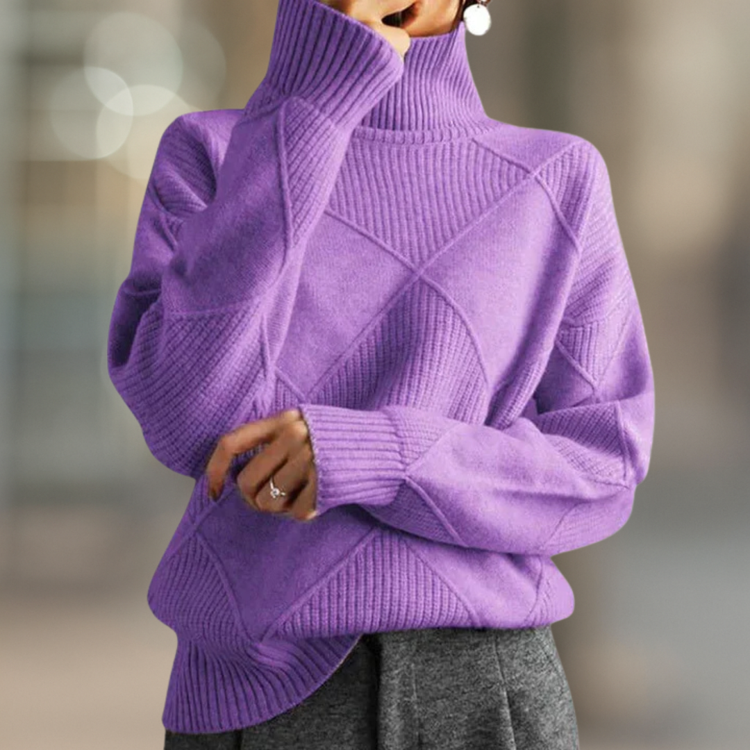Jumper Ribbed Turtleneck Soft Knit Oversized