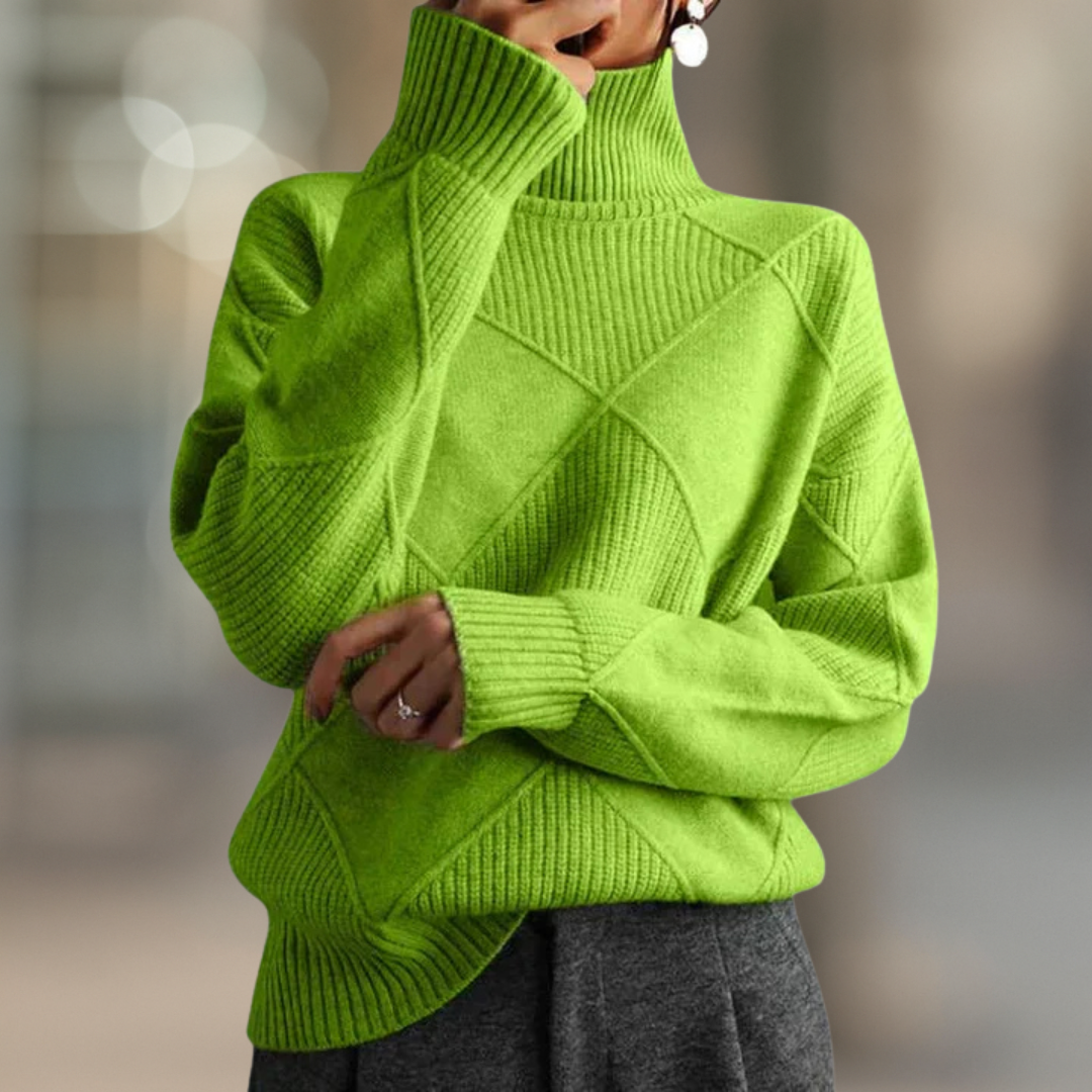 Jumper Ribbed Turtleneck Soft Knit Oversized