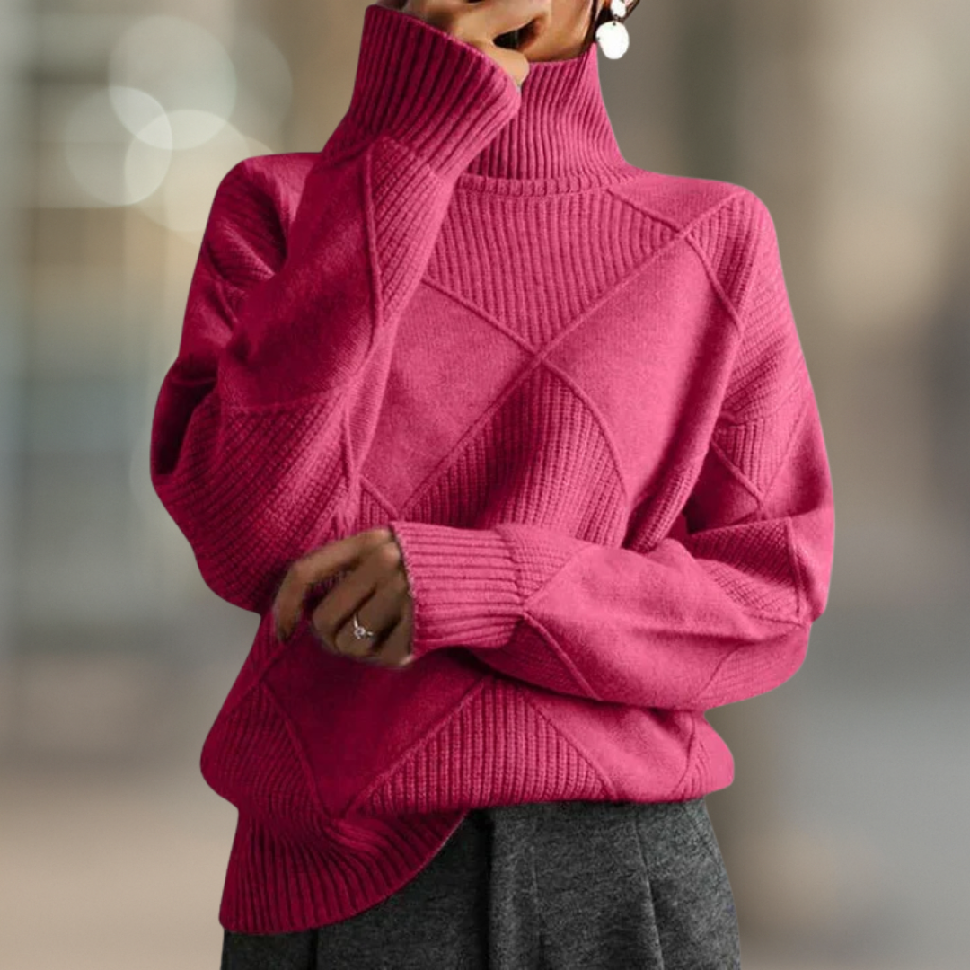 Jumper Ribbed Turtleneck Soft Knit Oversized