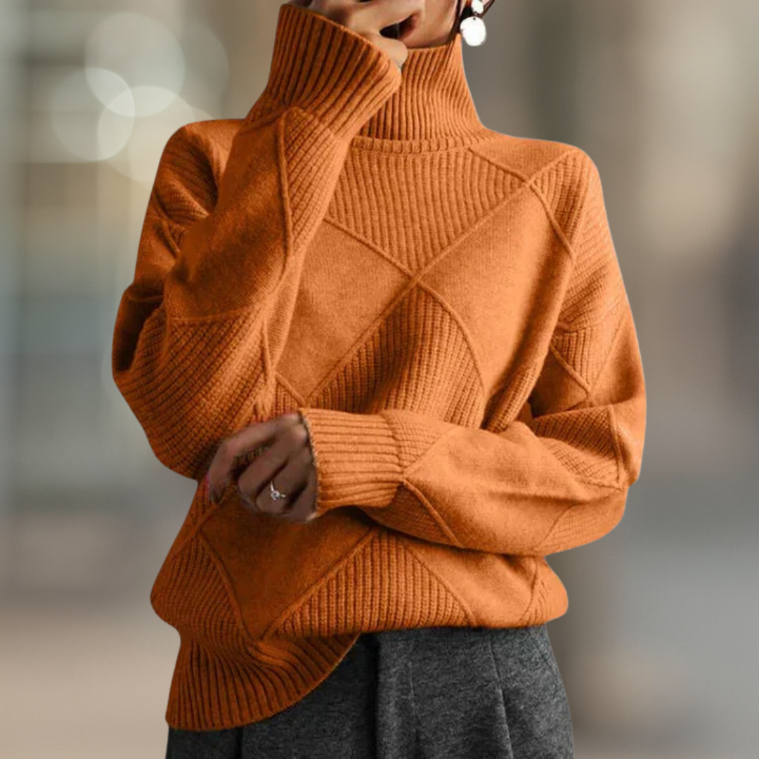 Jumper Ribbed Turtleneck Soft Knit Oversized