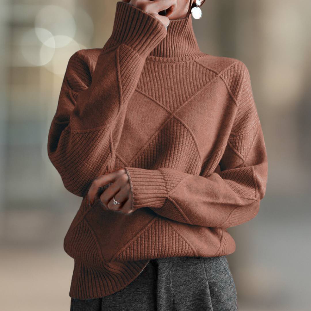 Jumper Ribbed Turtleneck Soft Knit Oversized