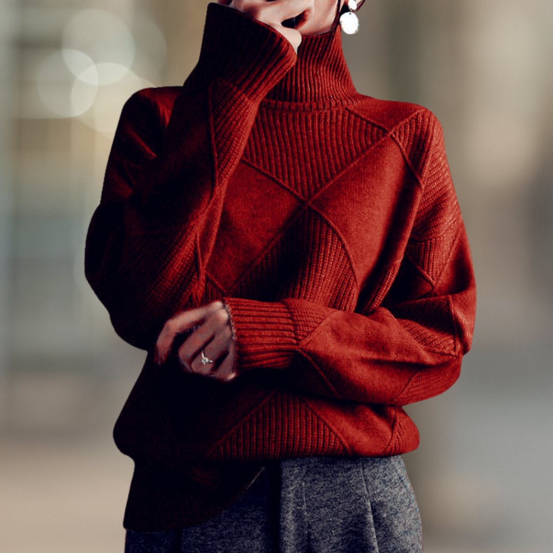 Jumper Ribbed Turtleneck Soft Knit Oversized