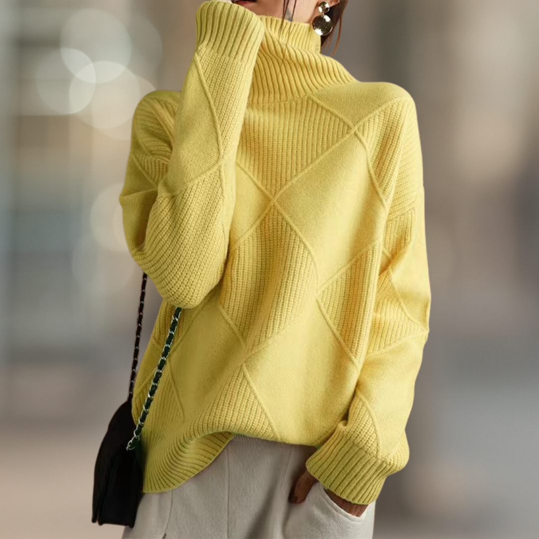 Jumper Ribbed Turtleneck Soft Knit Oversized