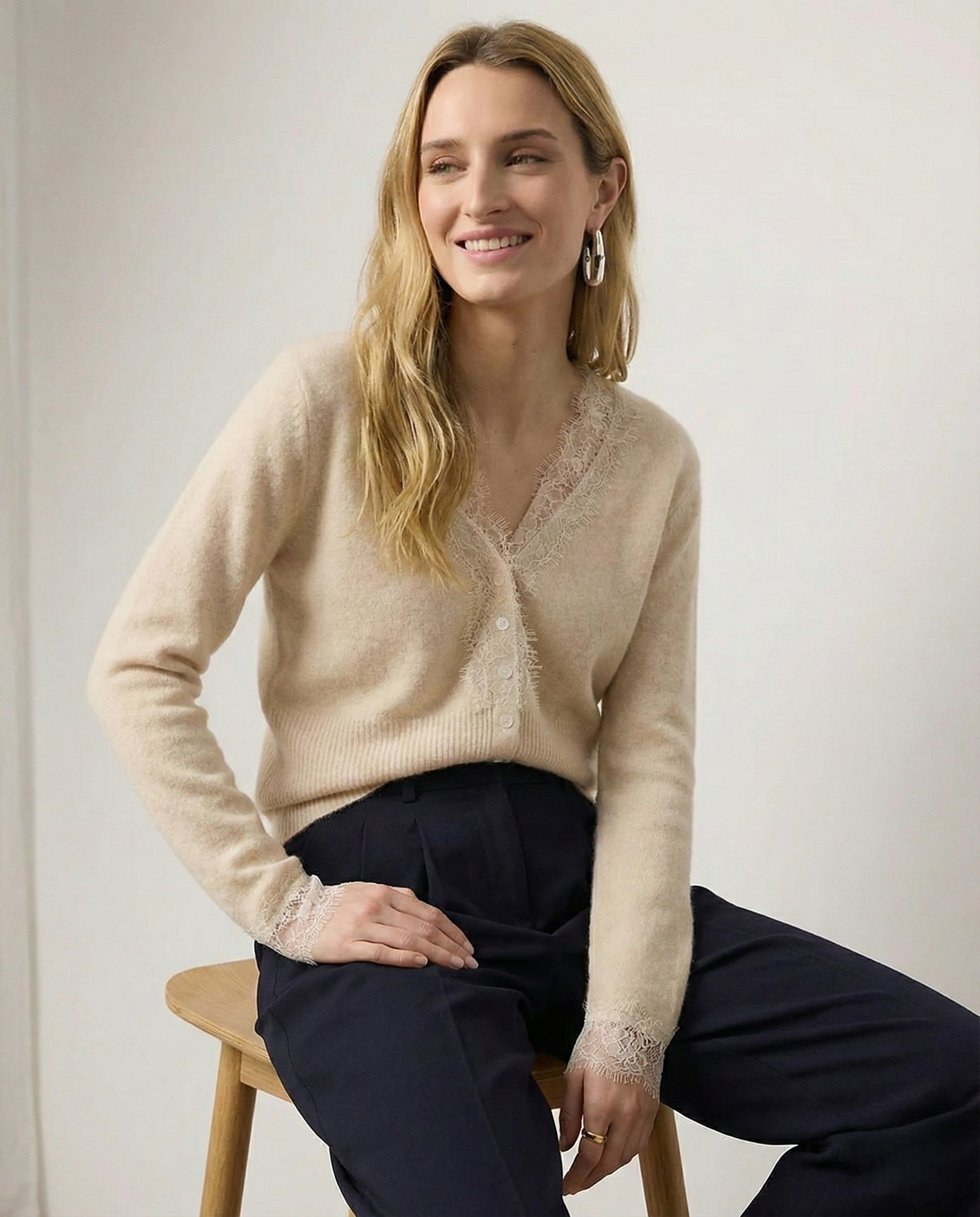 Lace Cashmere Cardigan (Women)