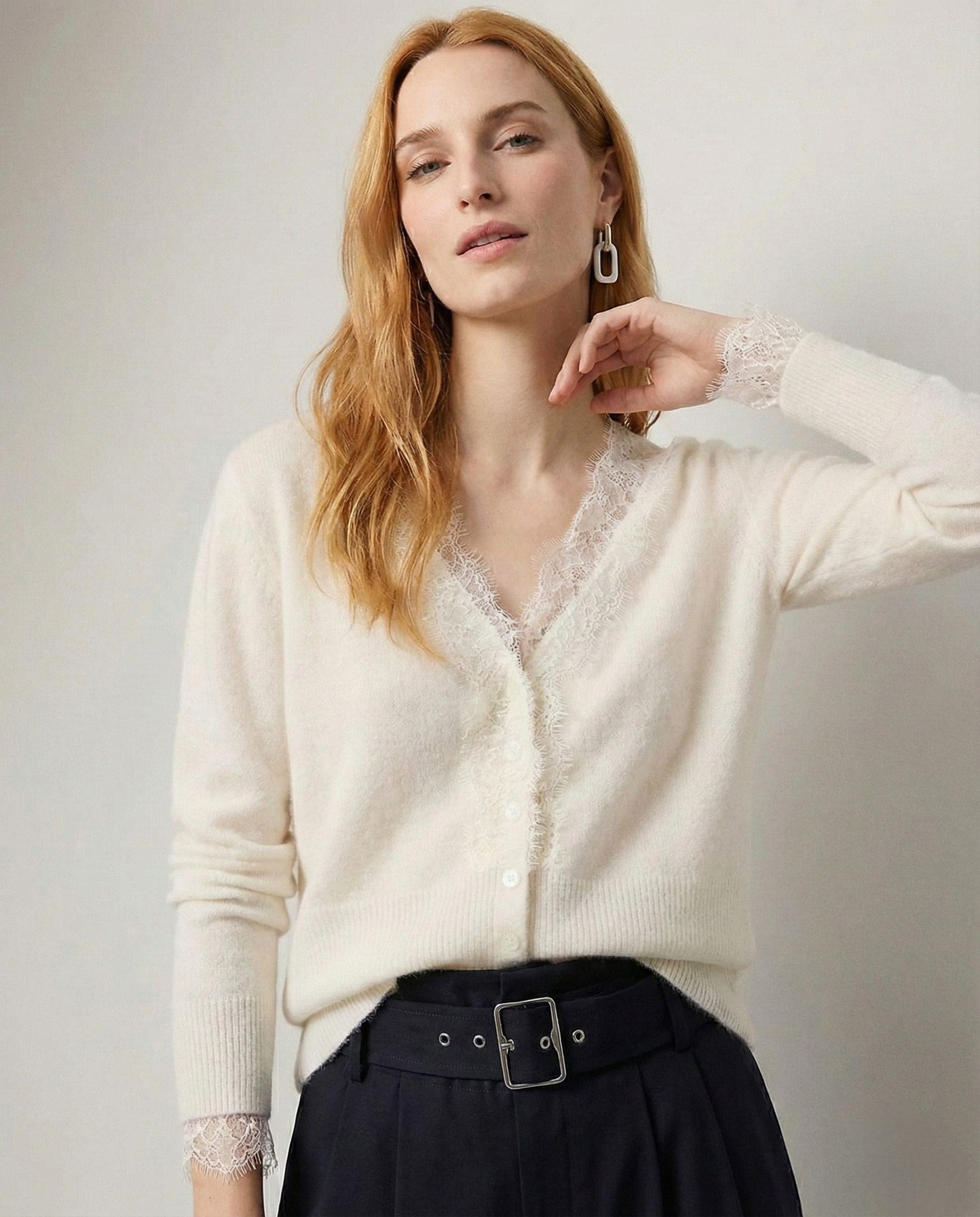 Lace Cashmere Cardigan (Women)