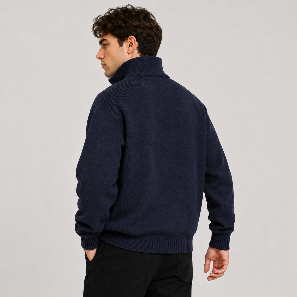 Stand Collar Knit Zip Cardigan