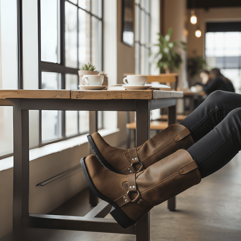 Harness Ankle Boots Leather-Look