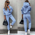 Soft two-piece jogging set in blue, front view