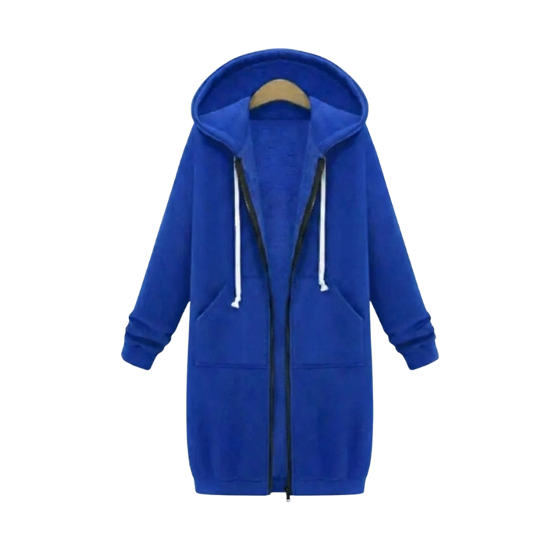 Hoodie Longline Full Zip Patch Pockets