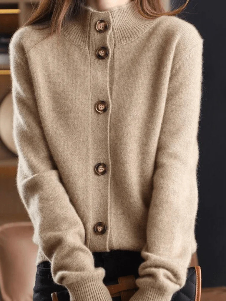 Button Cardigan Collared Soft Knit Relaxed