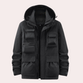 Warm regular-fit parka jacket in black, front view