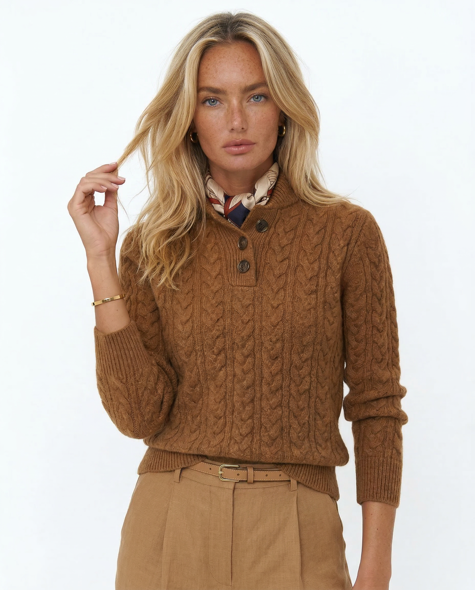 Cashmere Blend Sweater with Stand Collar