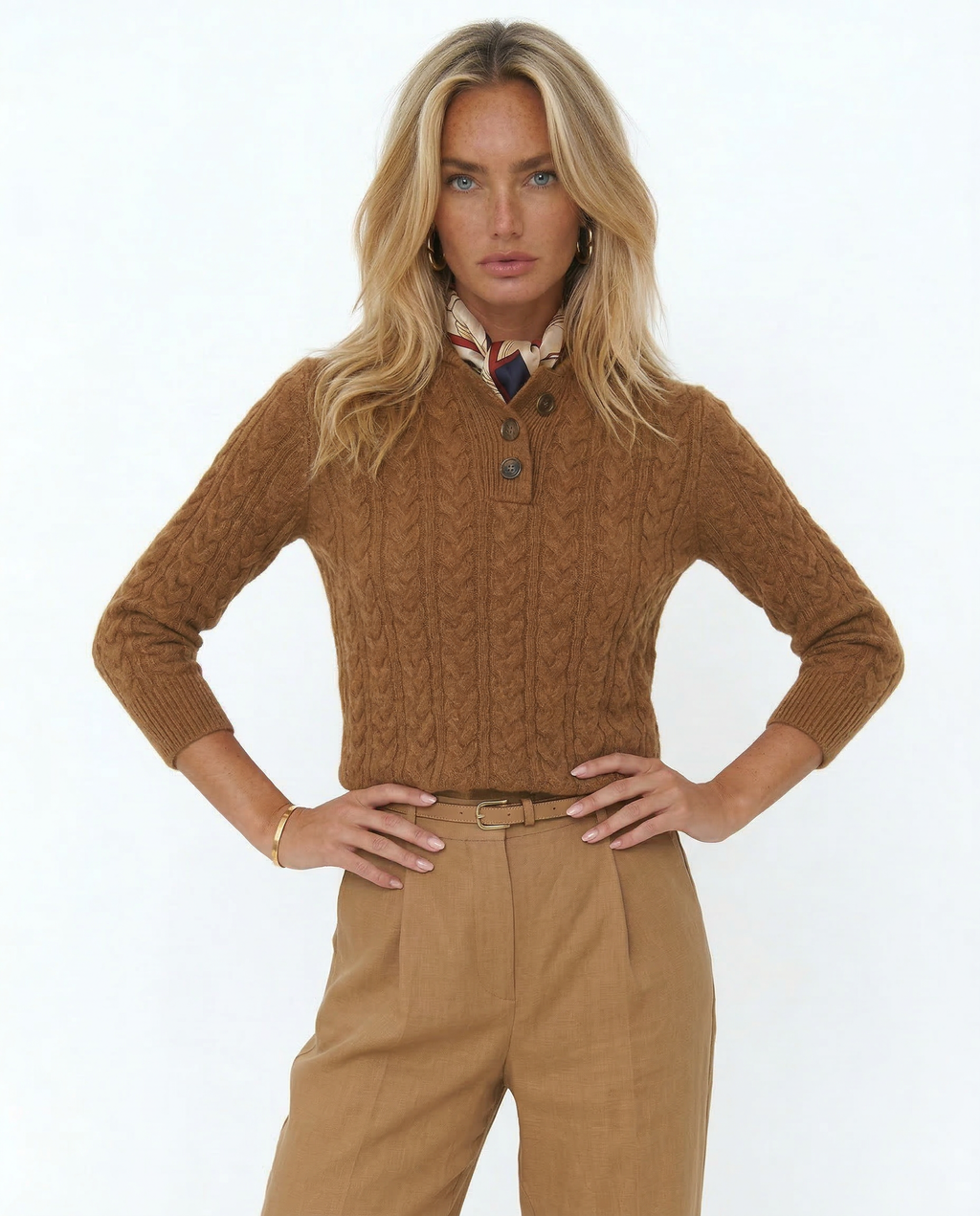 Cashmere Blend Sweater with Stand Collar