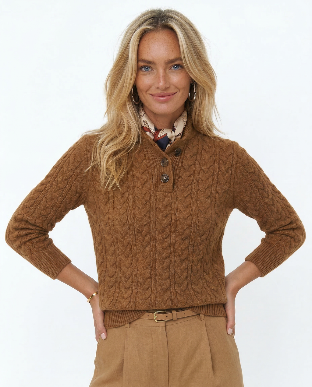 Cashmere Blend Sweater with Stand Collar