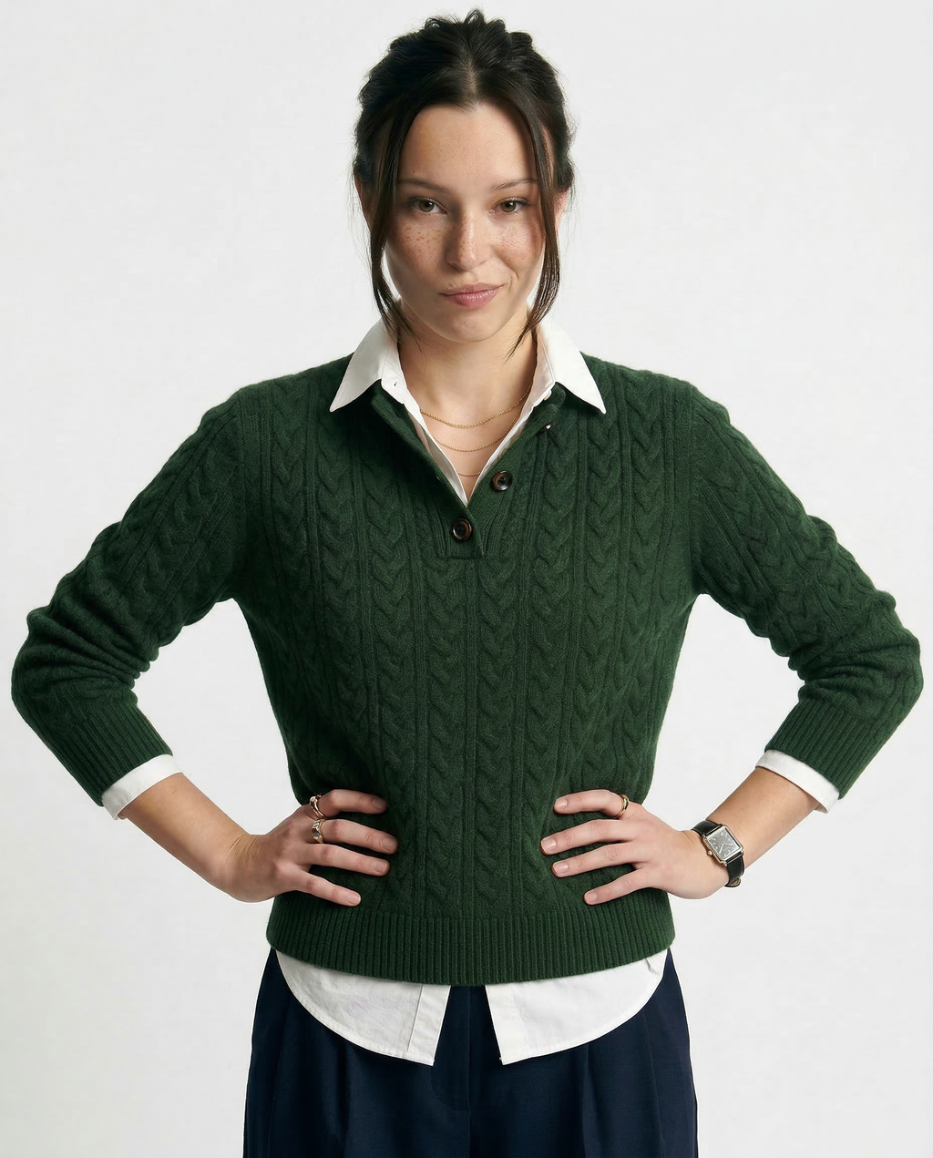 Cashmere Blend Sweater with Stand Collar