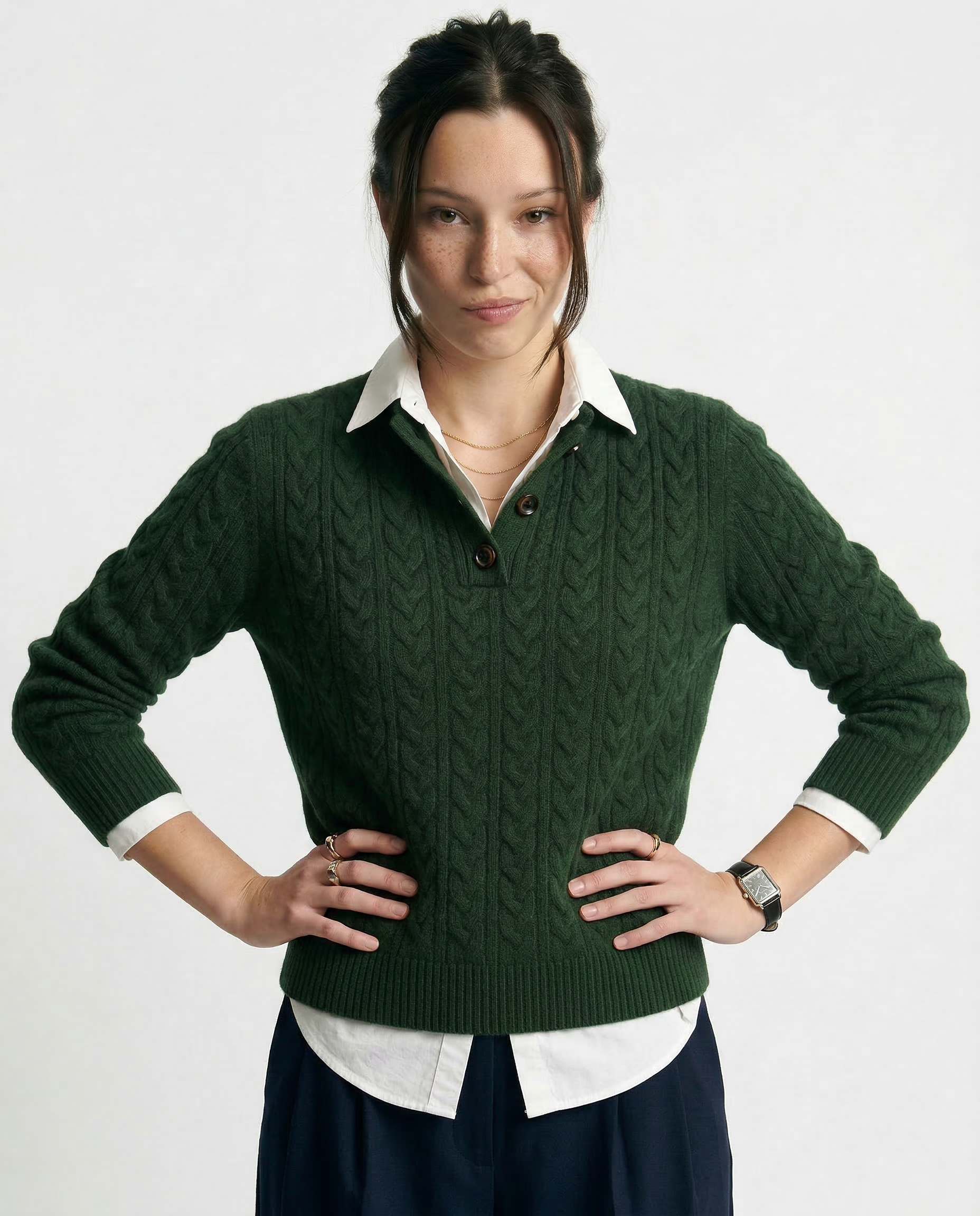 Cashmere Blend Sweater with Stand Collar