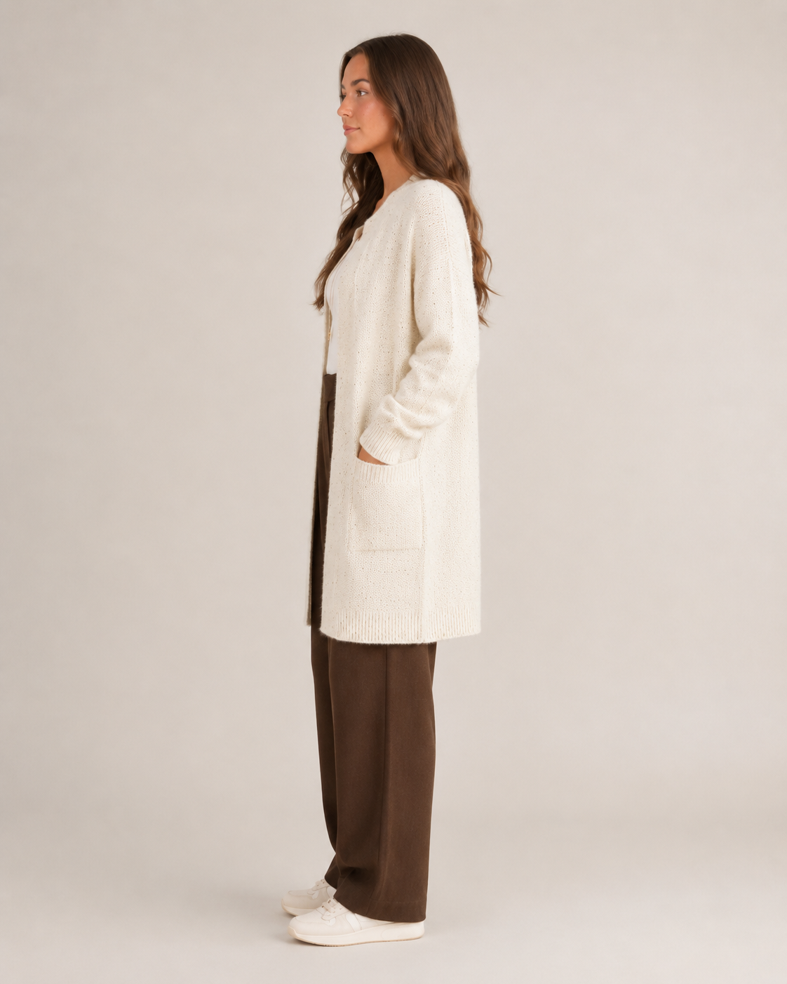 Longline Knitted Cardigan with Pockets