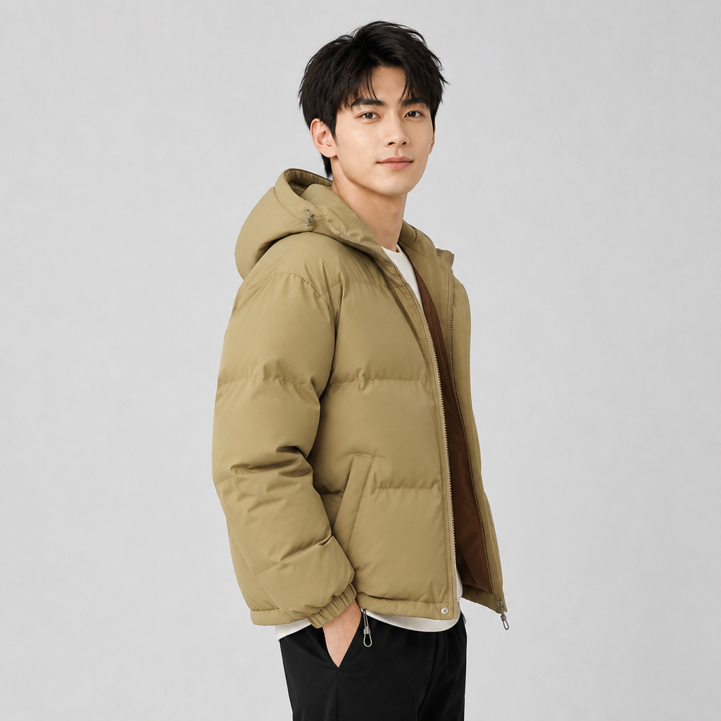 Hooded puffer jacket, product photo
