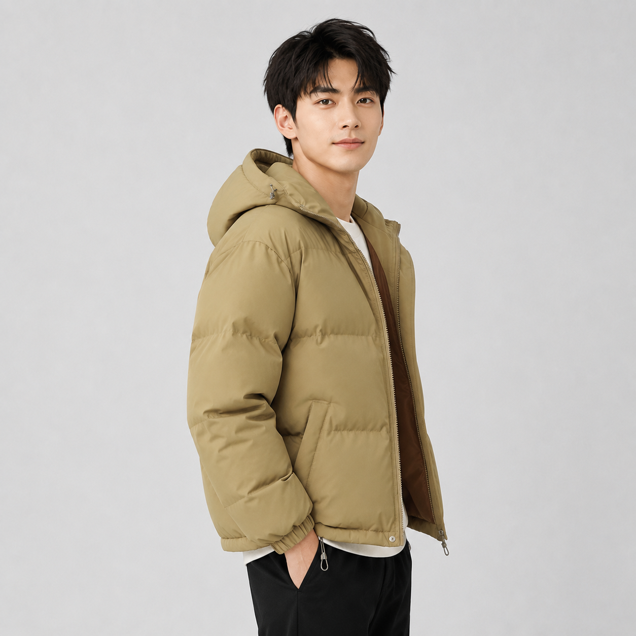 Hooded puffer jacket, product photo