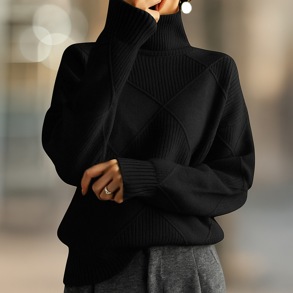Jumper Ribbed Turtleneck Soft Knit Oversized