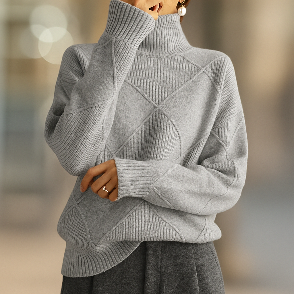 Jumper Ribbed Turtleneck Soft Knit Oversized