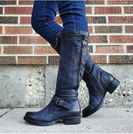 Round toe knee-high boots, product photo