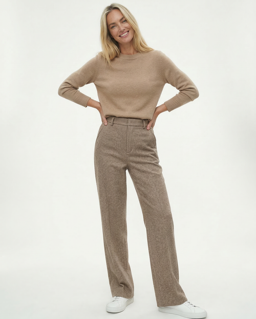 Classic Wool Trousers with High-Waist