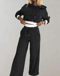 Hooded jogger set soft everyday loungewear in black