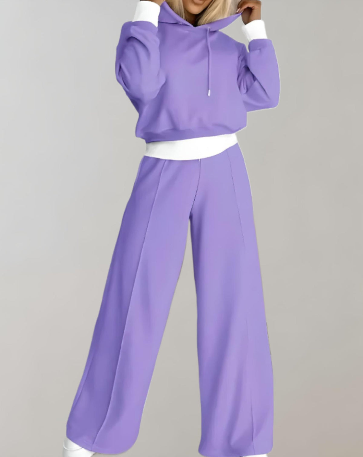 Hooded jogger set soft everyday loungewear in purple
