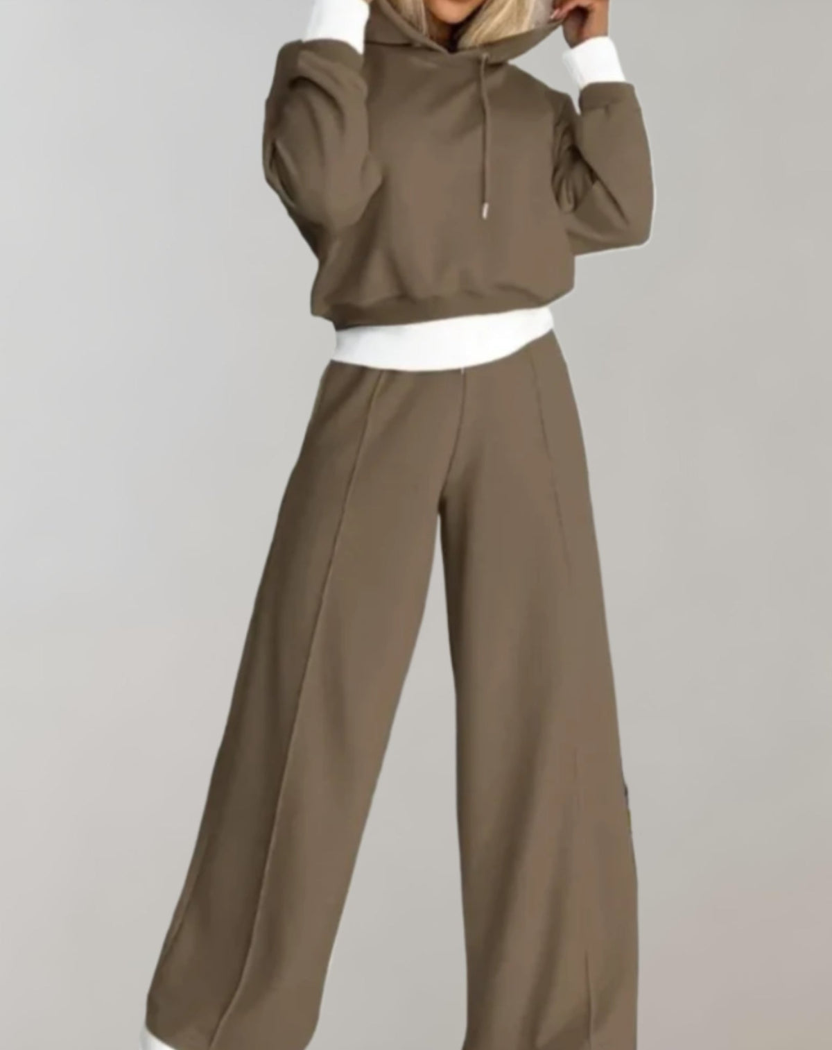 Hooded jogger set soft everyday loungewear in brown