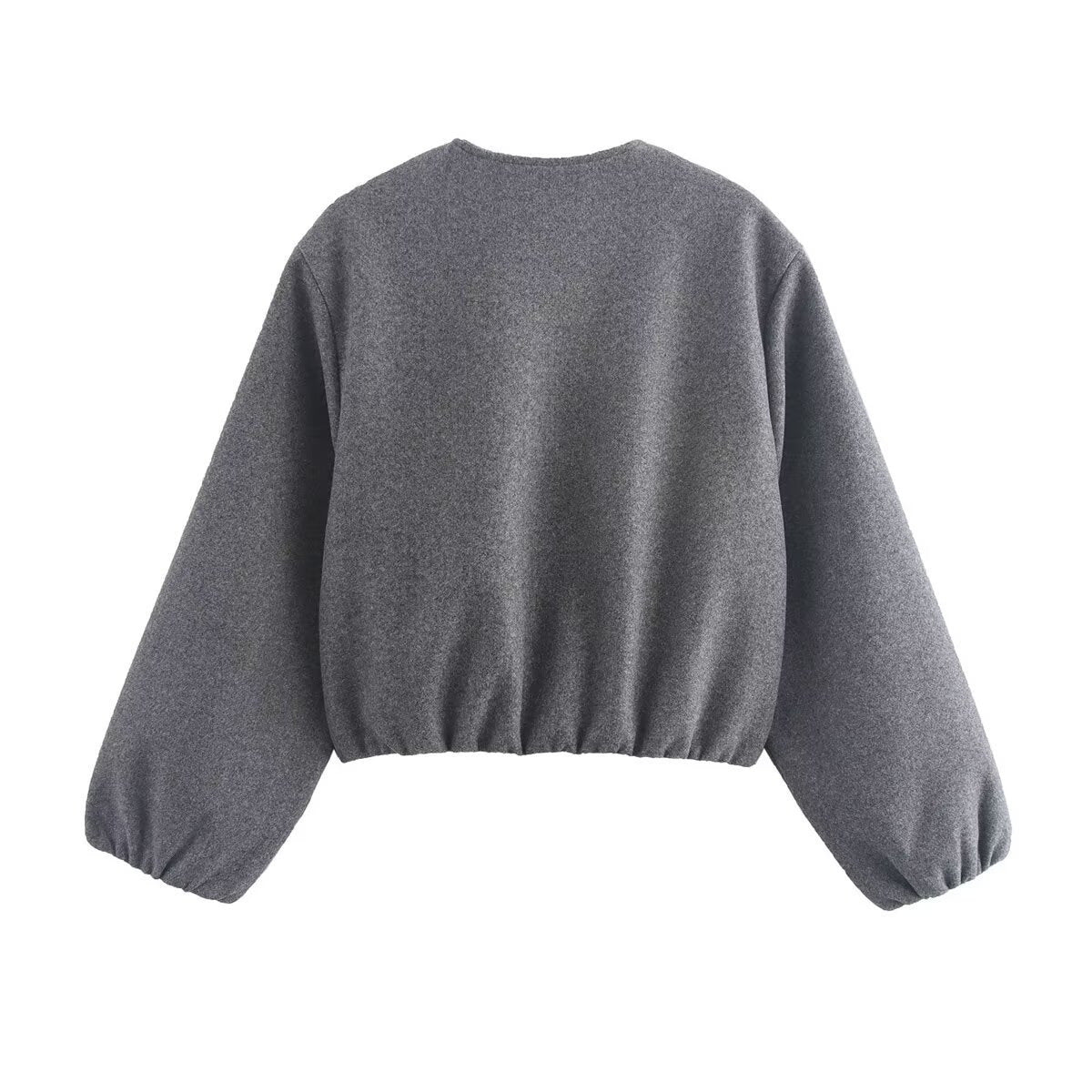 Cropped Bomber Jacket Relaxed Zip Front