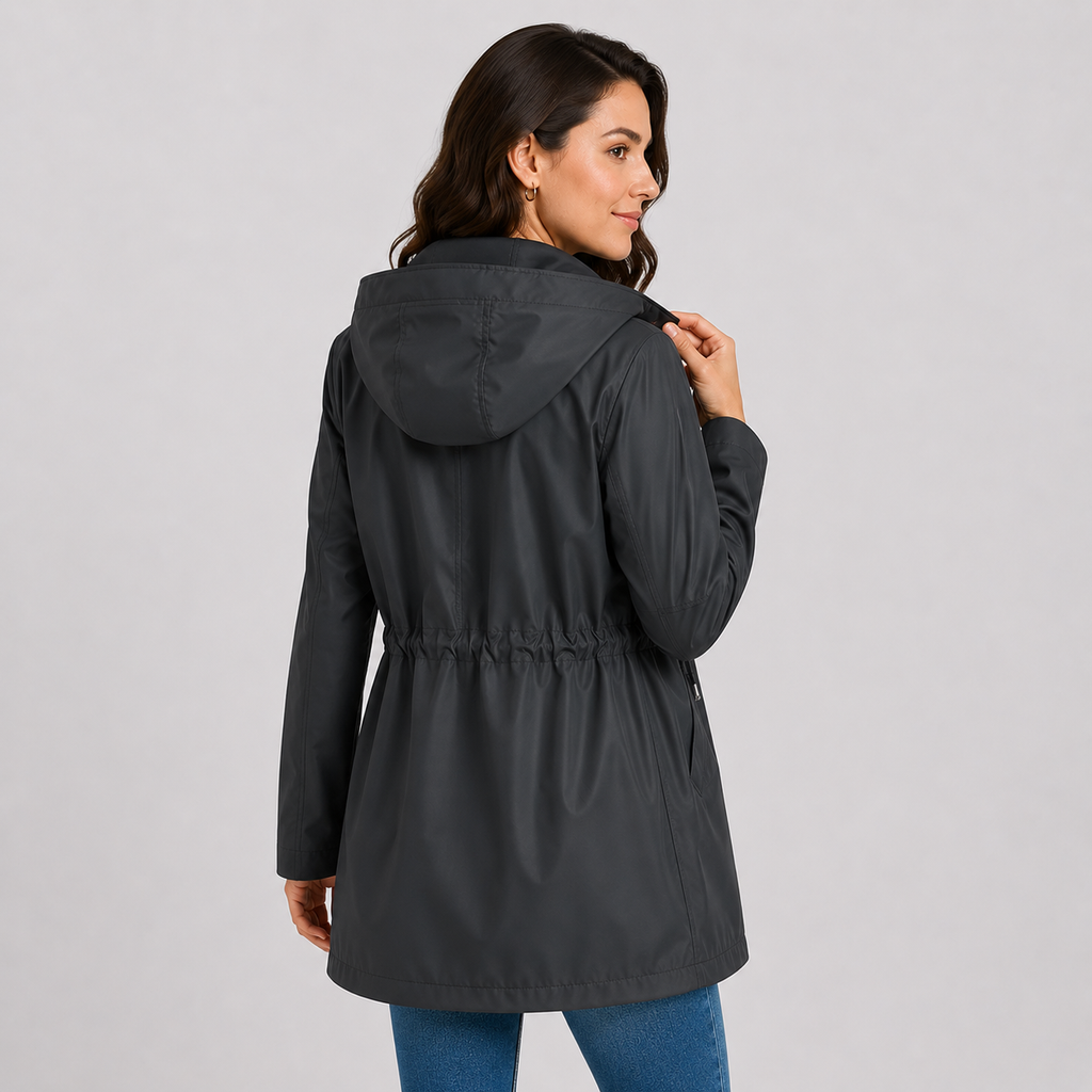 Lightweight Hooded Jacket Cinched Waist