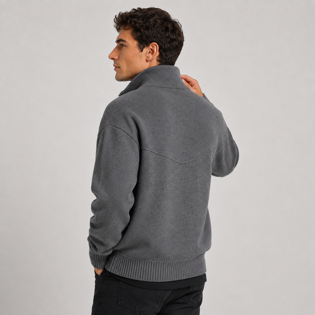 Stand Collar Knit Zip Cardigan