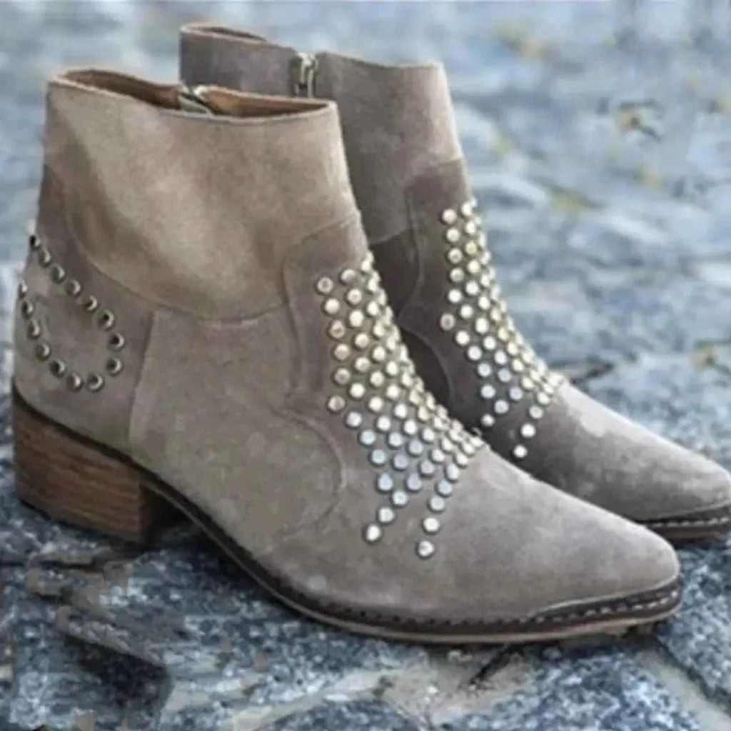 Studded Ankle Boots Pointed Toe