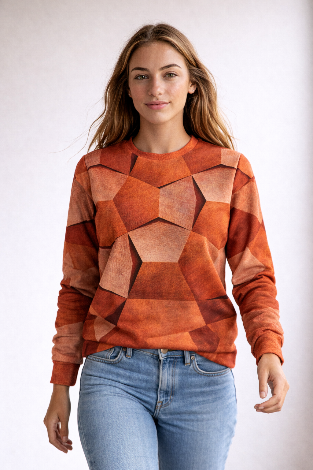 Geometric Print Jumper Lightweight Relaxed