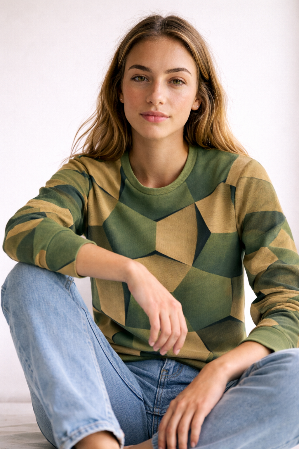 Geometric Print Jumper Lightweight Relaxed