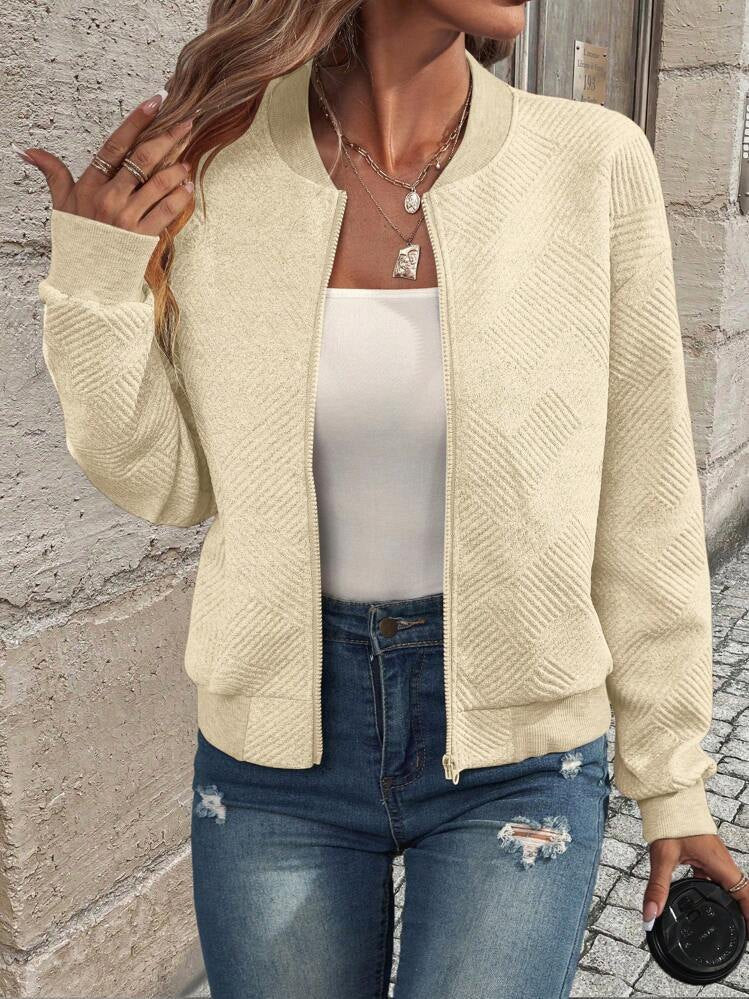 Bomber Jacket Lightweight Geometric Pattern Casual