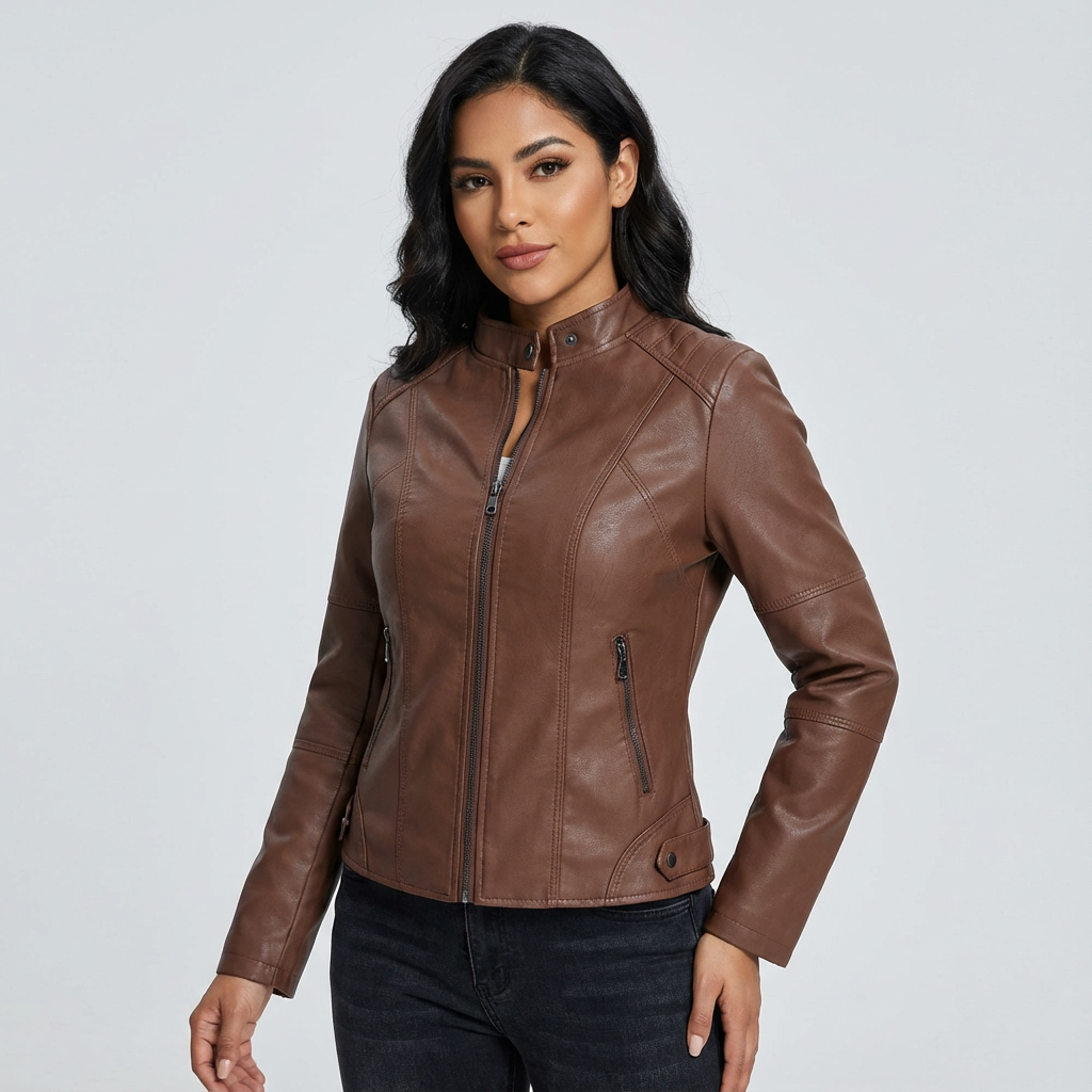 Faux leather jacket tailored fit, product photo