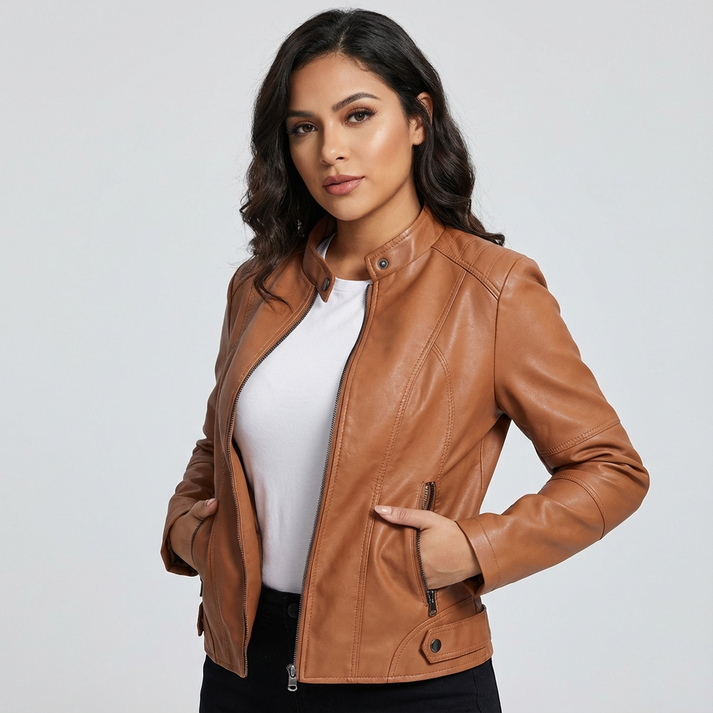 Faux leather jacket tailored fit, product photo