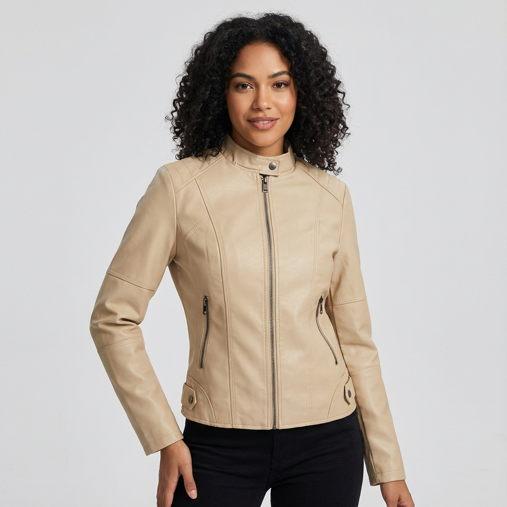 Faux leather jacket tailored fit, product photo