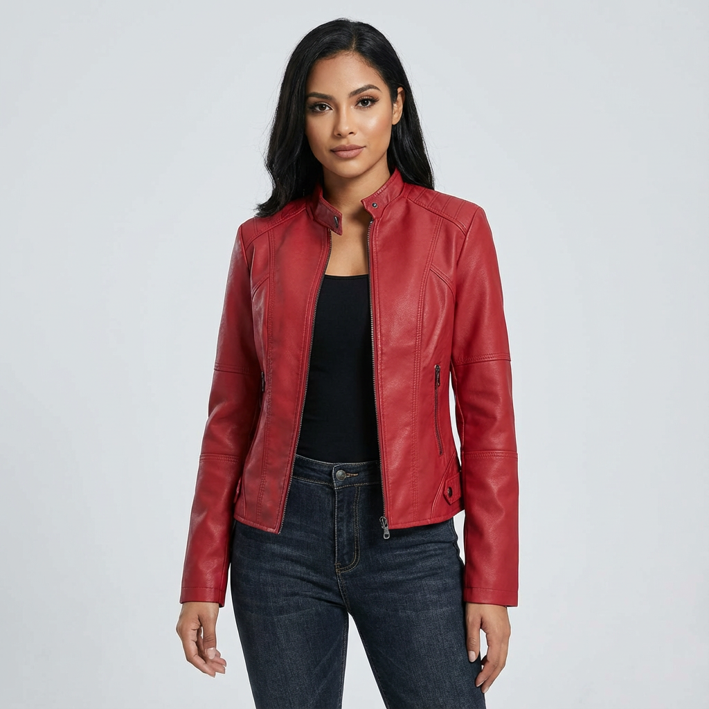 Faux leather jacket tailored fit, product photo