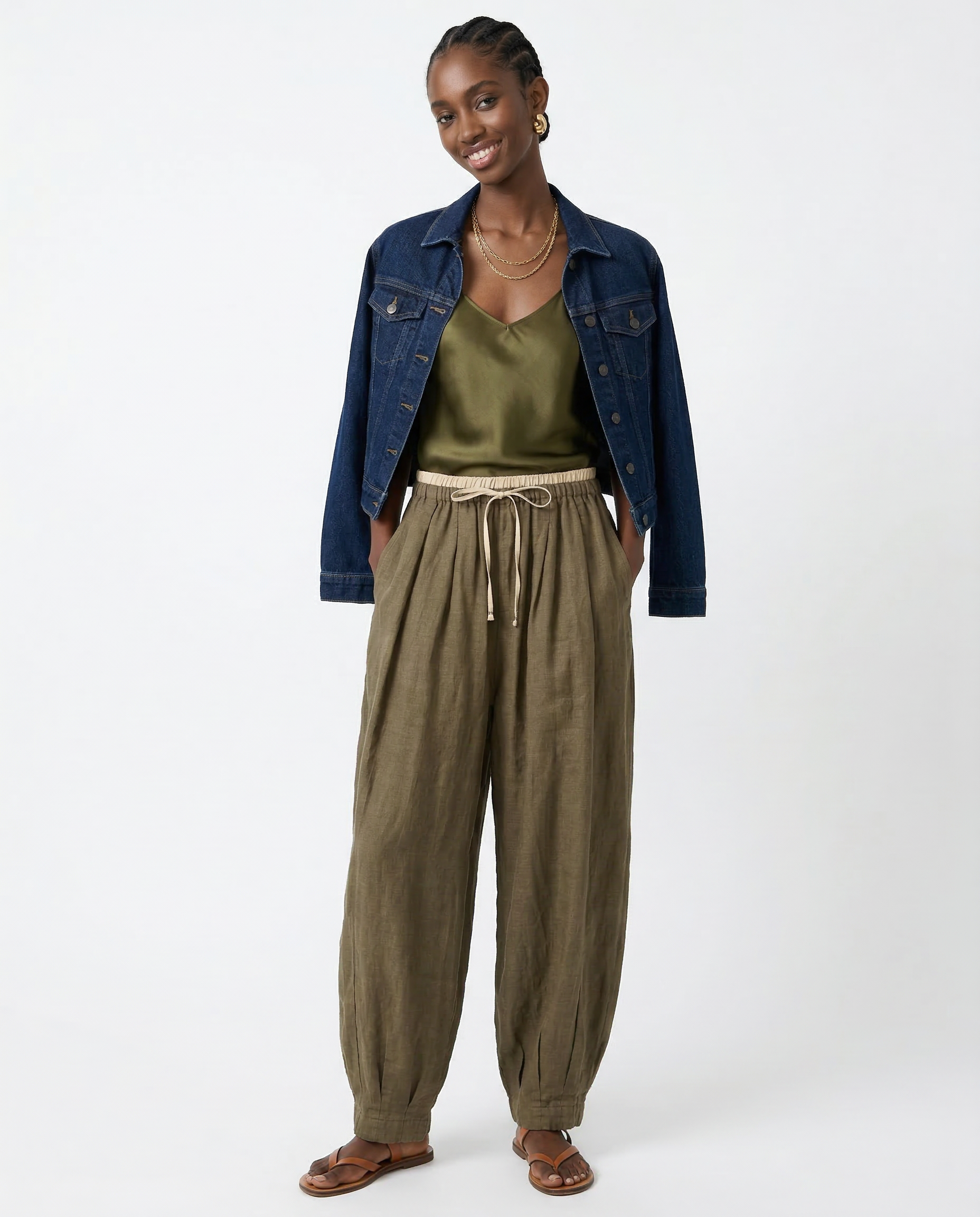 Linen Pants With Relaxed Tapered Fit