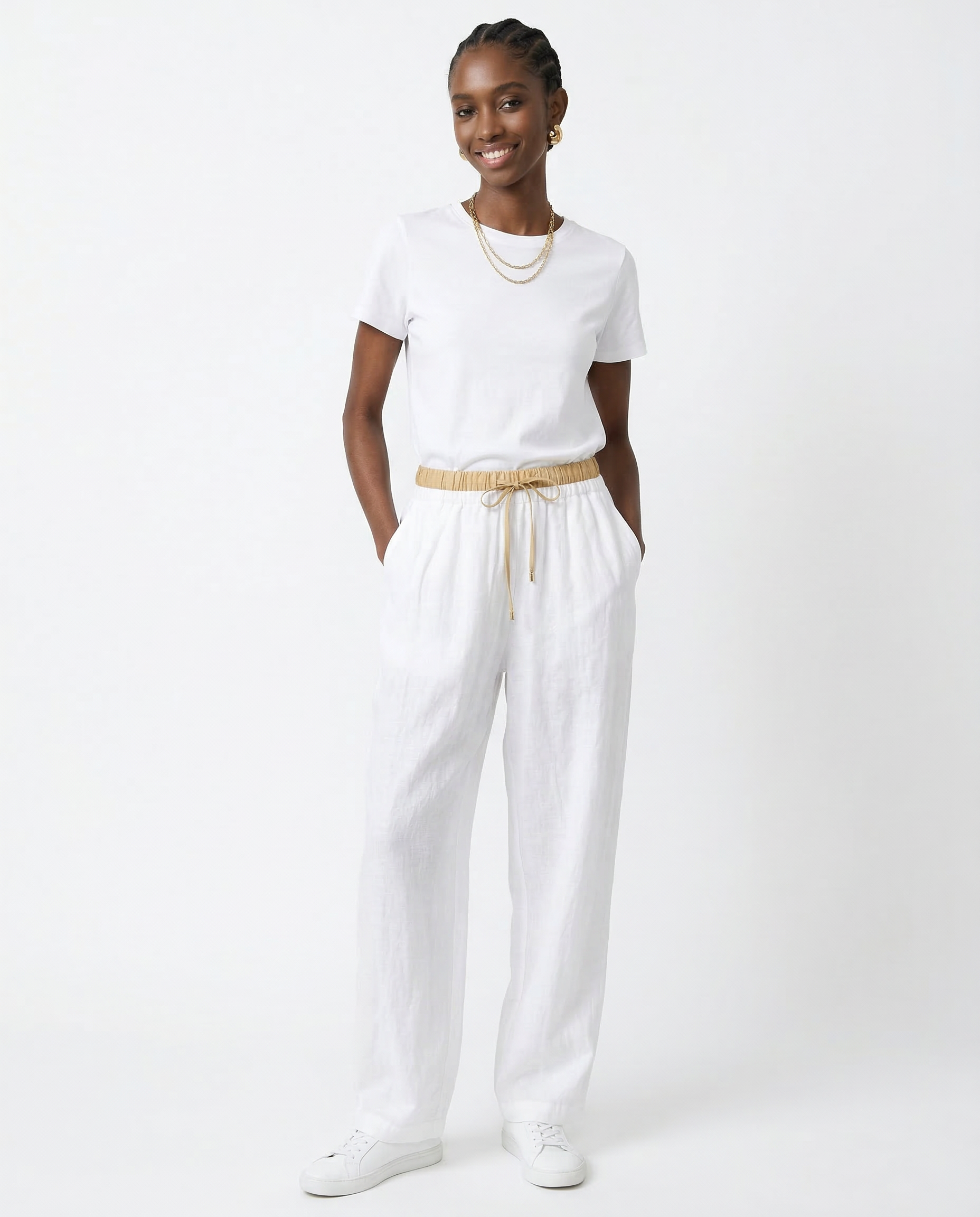 Linen Pants With Relaxed Tapered Fit