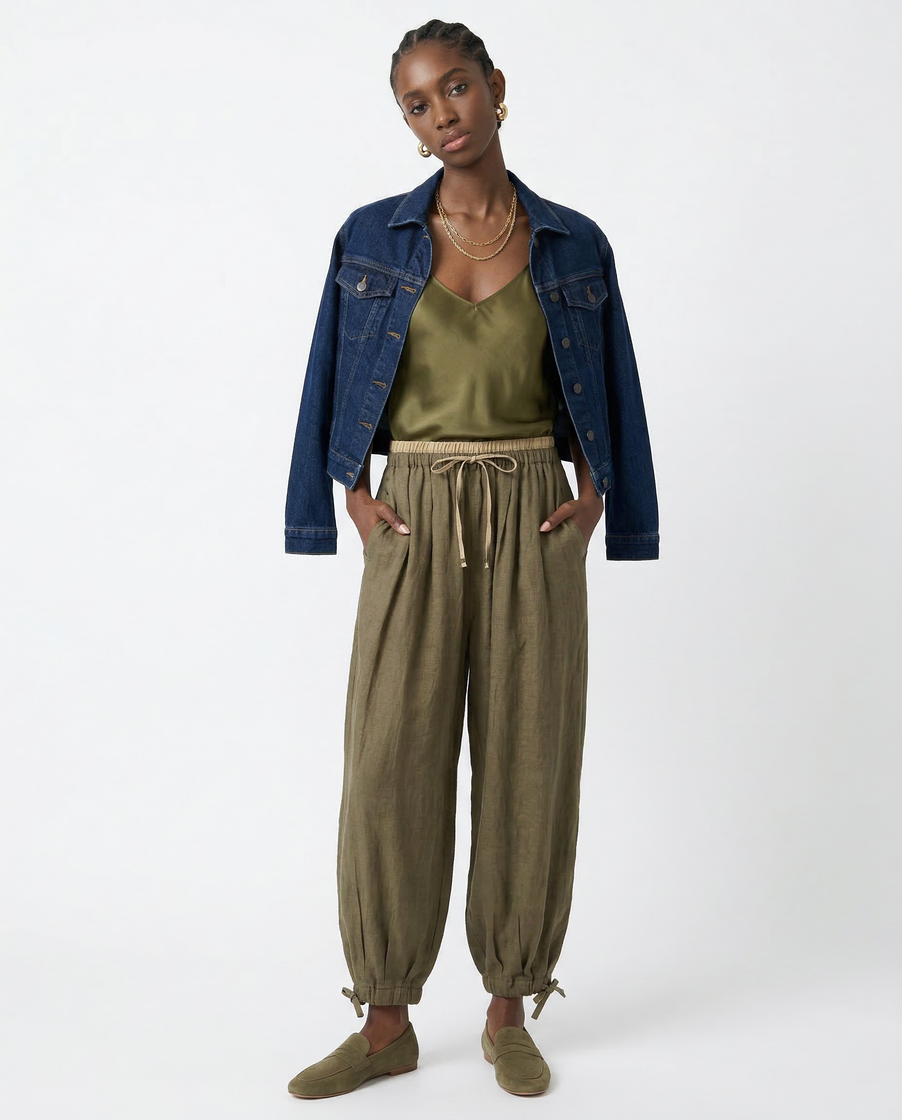 Linen Pants With Relaxed Tapered Fit