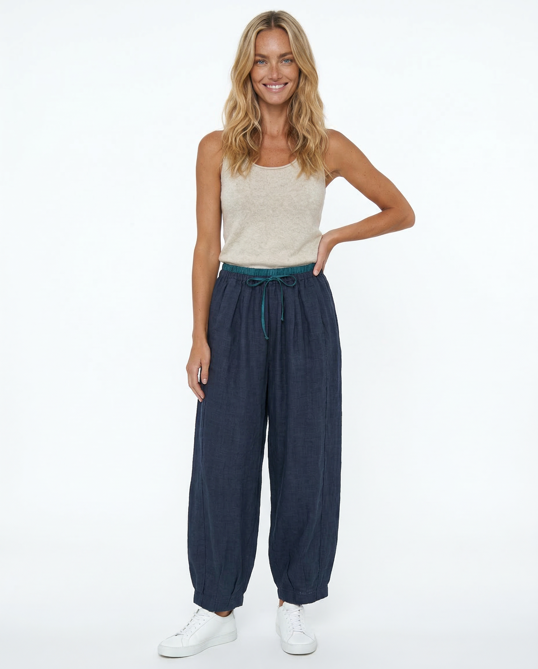Linen Pants With Relaxed Tapered Fit