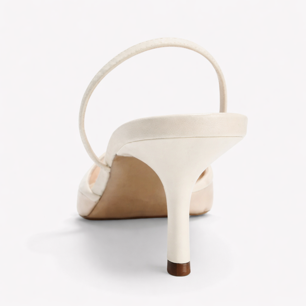 Embroidered Mesh Mule Heels with Floral Detail, Pointed Toe & Slim Heel 3