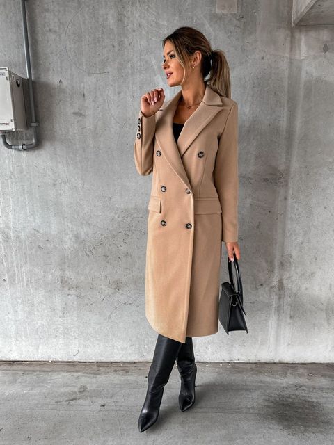 Double-Breasted Coat Structured Winter Sleeves