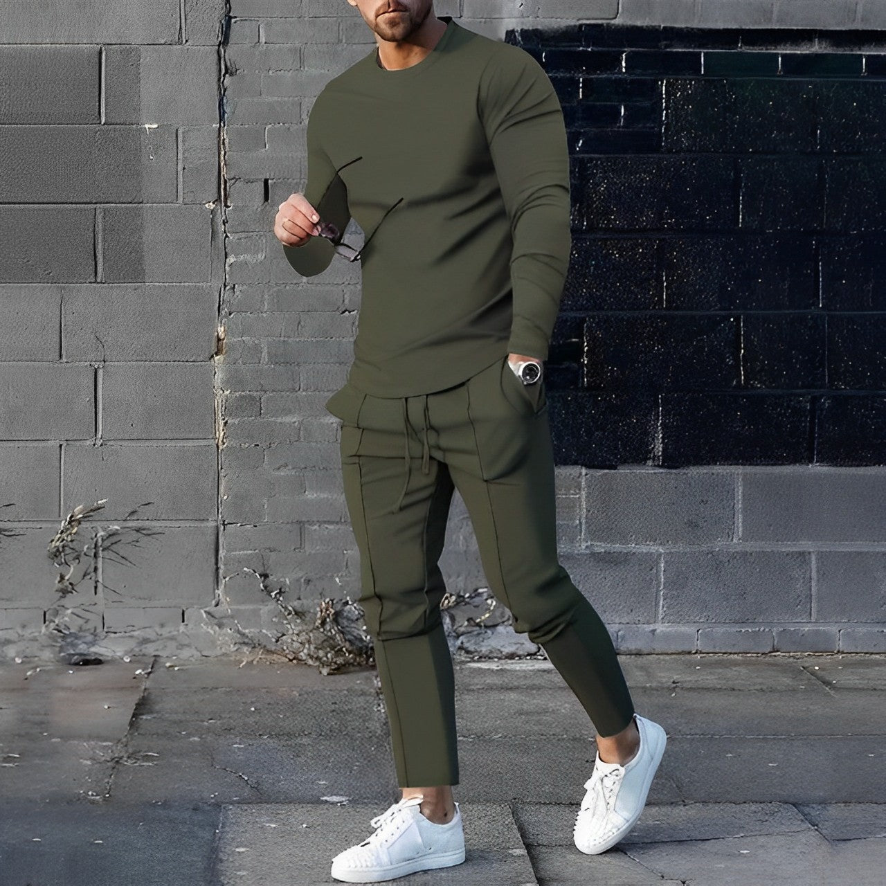 Tracksuit Set Long-Sleeve Top and Jogger Bottoms
