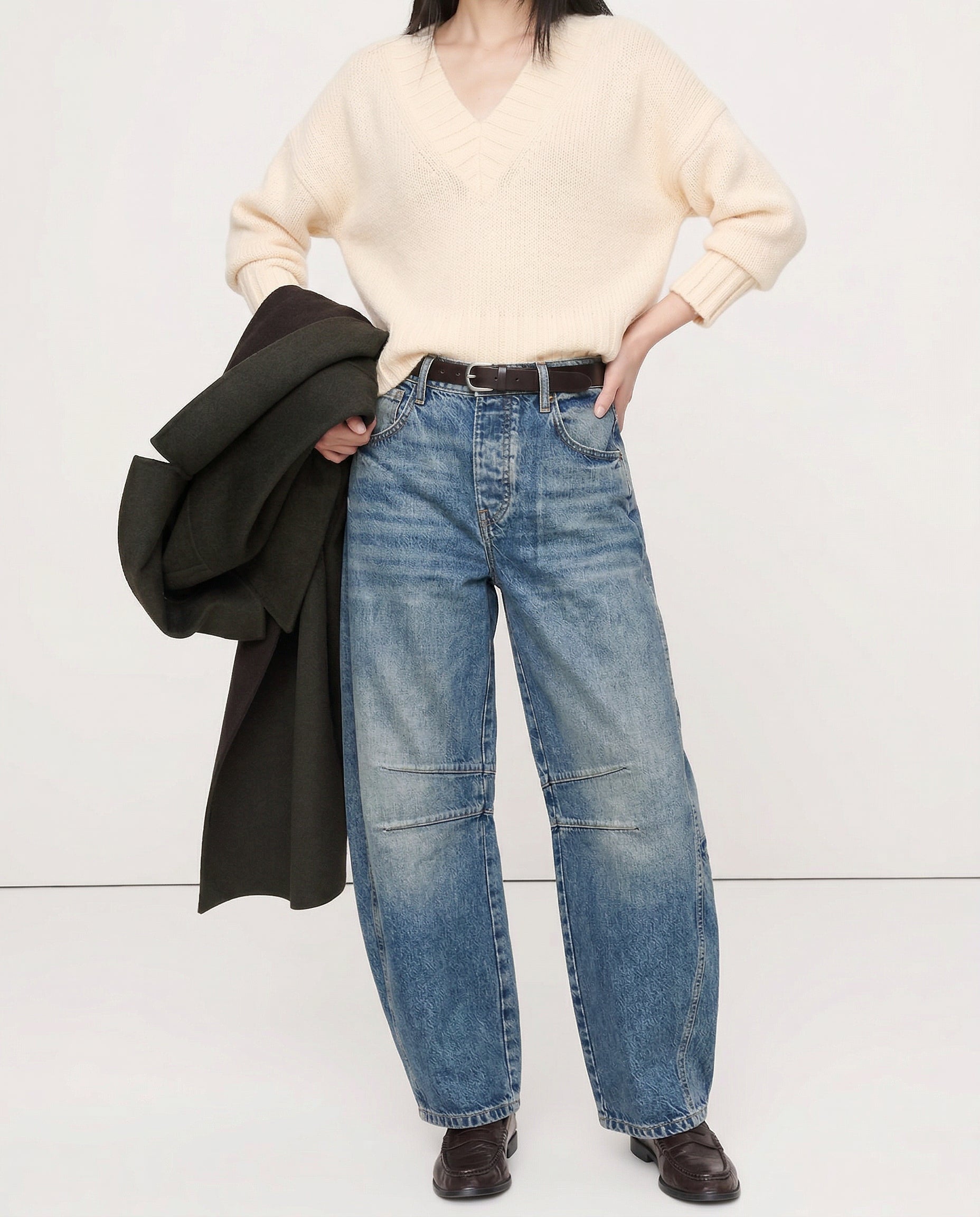 Barrel-Leg Denim Jeans